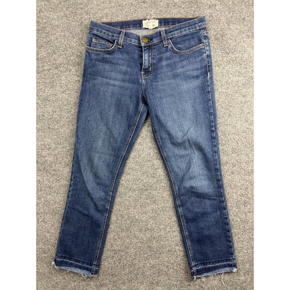 Current Elliott Jeans Womens 26 Cropped Skinny Raw Hem Distressed Denim Pants - Picture 1 of 8